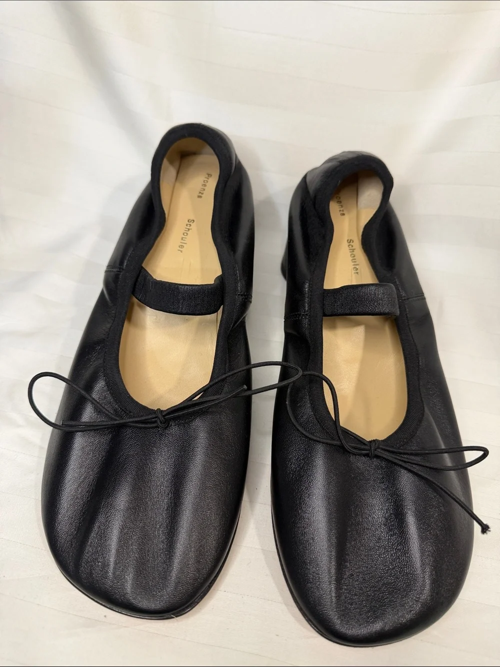 Proenza Schouler Black Leather Ballet Pumps Block Heel Size 41